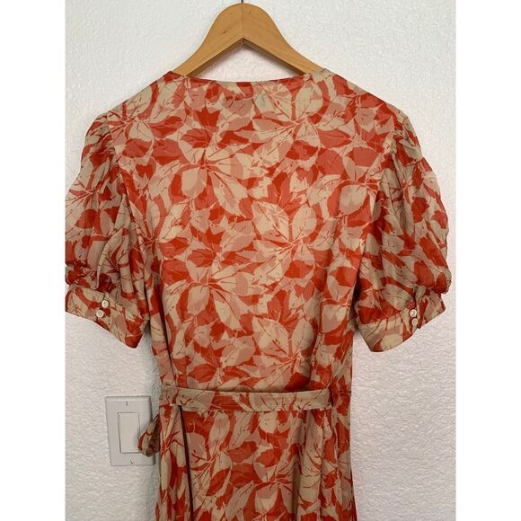 Polo Ralph Lauren Print Crinkled Georgette Wrap Dress Orange Size 12 - Picture 8 of 12